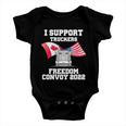 I Support Truckers Freedom Convoy 2022 Usa Canada Flags Baby Onesie