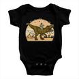 Jesus Riding T-Rex Dinosaur Funny Vintage Baby Onesie