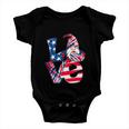 Love Gnome Usa Flag 4Th Of July Funny Baby Onesie