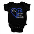 Love Needs No Words Autism Awareness Heart Puzzle Tshirt Baby Onesie