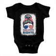 Messy Bun American Flag Stars Stripes Reproductive Rights Meaningful Gift V2 Baby Onesie