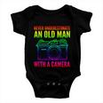 Never Underestimate An Old Man With A Camera Photographer Gift Baby Onesie