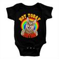 Not Today Satan Funny Cat Rainbow Baby Onesie