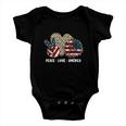 Peace Love America Sunflower Funny 4Th Of July Baby Onesie