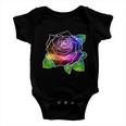 Rainbow Galaxy Floral Rose Baby Onesie