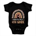 Rainbow Happy First Day Of 4Th Grade Teacher Boys Girls Baby Onesie