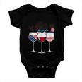 Red White And Blue Wine Glass 4Th Of July Baby Onesie