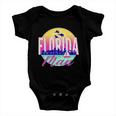 Retro Florida Man Miama Skyline With Fighter Jets Baby Onesie