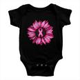 Sunflower Pink Ribbon Breast Cancer Awareness Tshirt Baby Onesie