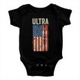 Ultra Maga Us Flag Pro Trump American Flag Tshirt Baby Onesie