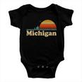 Vintage Retro Michigan Sunset Logo Tshirt Baby Onesie