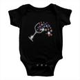 Wine Glass Stars Bling Vintage 4Th Of July Bling Rhinestone Baby Onesie