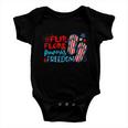 Womens Flip Flops Fireworks And Freedom 4Th Of July Baby Onesie