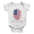 4Th Of July Usa Flag Vintage Distressed Independence Day Great Gift Baby Onesie