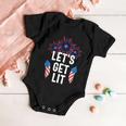 Lets Get Lit 4Th Of July With Fireworks Gift Baby Onesie