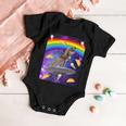 Taco Kitty Riding T-Rex Rainbow Space Cat Baby Onesie