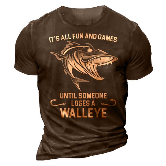 Mens T Shirts For Men Fishing Graphic 3D Printed Walleye Tops