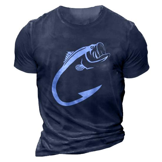 Fish Hook Minimal Art Cool Fishing Lover Art Lover Gift Graphic Design  Printed Casual Daily Basic 3D Print Casual Tshirt - Thegiftio