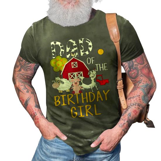 Dad Of The Birthday Girl Cow Shirt Farm Barnyard Party Gift