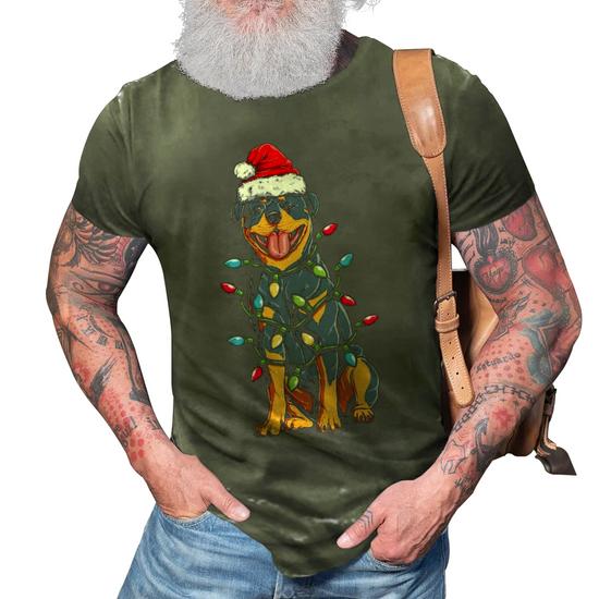 Rottweiler Santa Christmas Tree Lights Xmas Gifts T-Shirt Rottweiler Santa Christmas Tree Lights Xmas Gifts T-Shirt