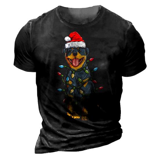 Rottweiler Santa Christmas Tree Lights Xmas Gifts T-Shirt Rottweiler Santa Christmas Tree Lights Xmas Gifts T-Shirt