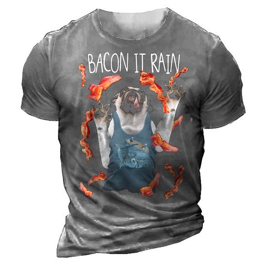 Bacon It Rain Pug Funny Graphic T-Shirt Bacon It Rain Pug Funny Graphic T-Shirt