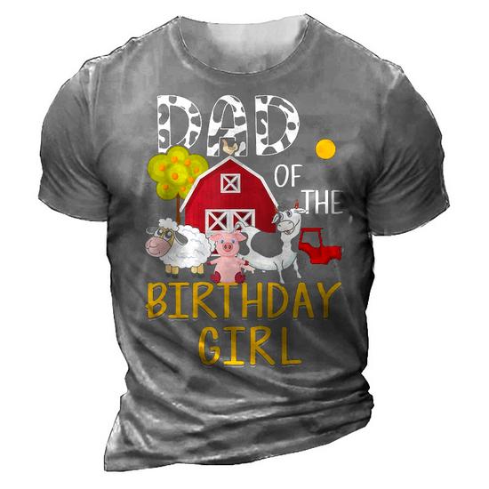 Dad Of The Birthday Girl Cow Shirt Farm Barnyard Party Gift