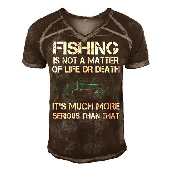 Fishing - Life Or Death Men's Short Sleeve V-neck 3D Print Retro Tshirt |  Seseable CA