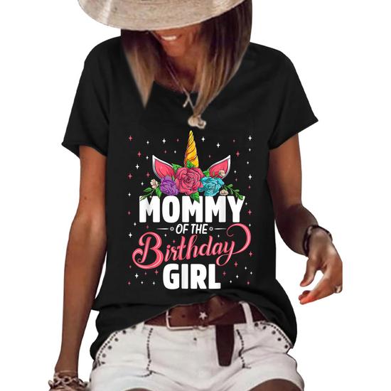 Womens Mommy Of The Birthday Girl - Matching Unicorn Birthday T-Shirt