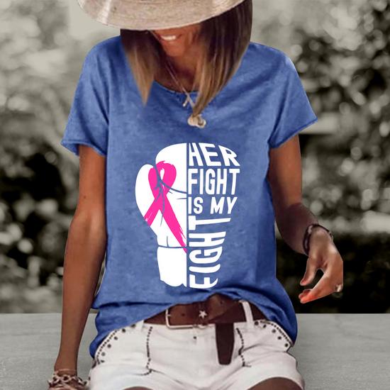 Funny Breast Cancer Awareness Husband Support Squad Graphic Design Printed Casual Daily Basic Women s Short Sleeve Loose T shirt Thegiftio UK