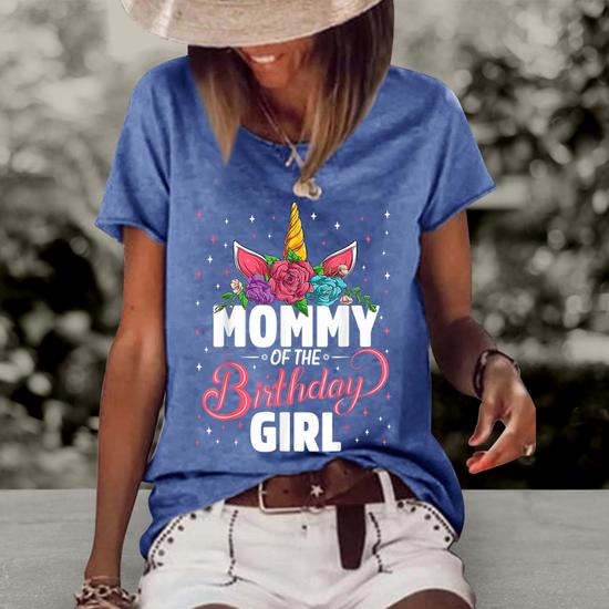 Womens Mommy Of The Birthday Girl - Matching Unicorn Birthday T-Shirt