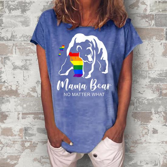 Lgbt Mama Bear T-Shirt Gay Pride Equal Rights Rainbow Gift