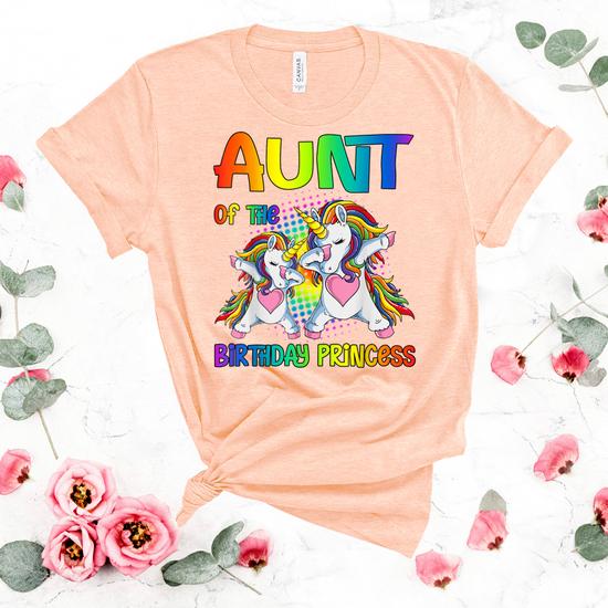 Womens Mommy Of The Birthday Girl Dabbing Unicorn Family T-Shirt