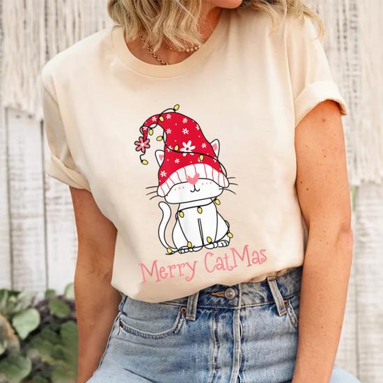 Merry Catmas Funny Cats Christmas Tree Xmas Gift T-Shirt